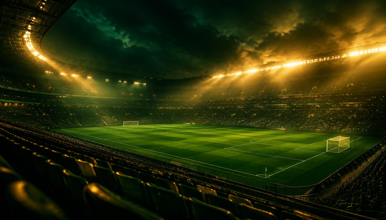 Estádio iluminado à noite